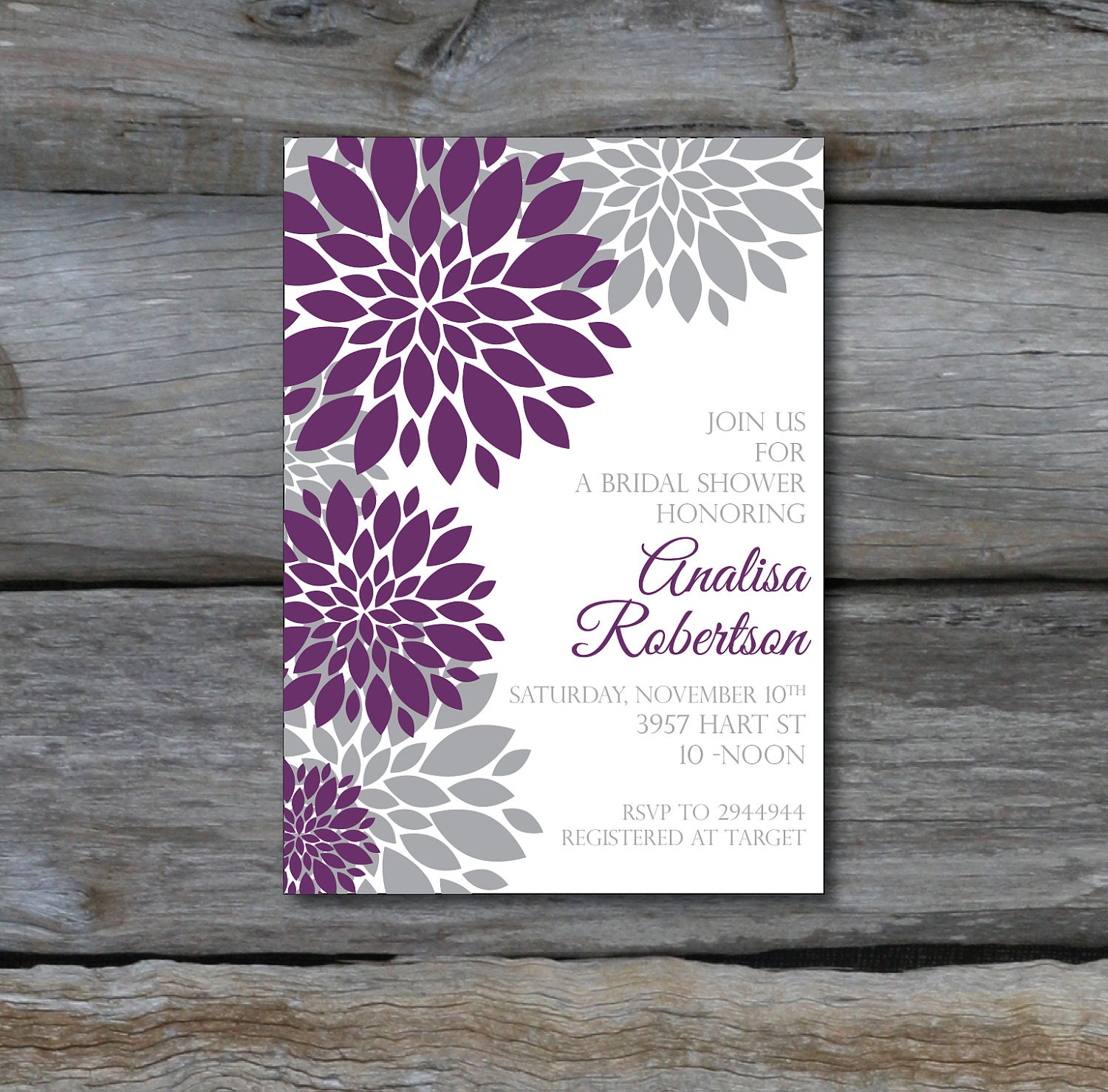 Modern Flower Bridal Shower Invite DIGITAL FILE