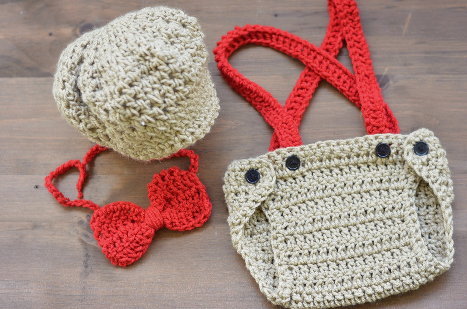 Crocheted Little Boy Outfit --Photography Prop --Customizable Colors