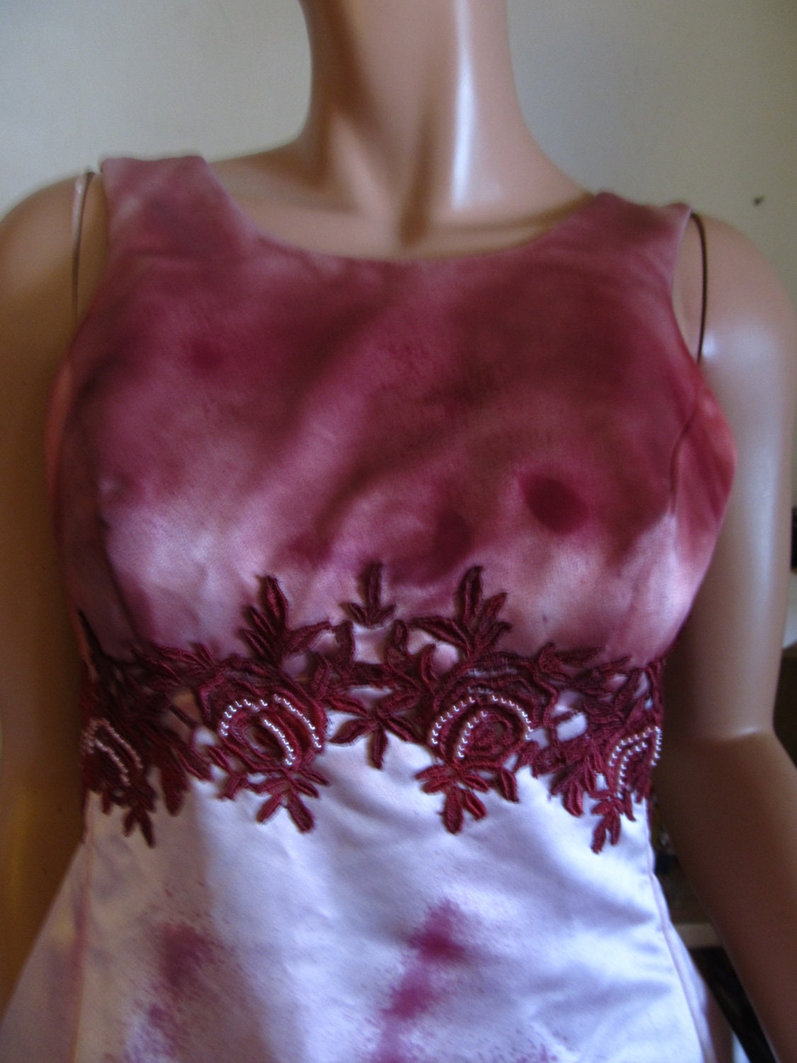 Gothic Wedding Gown Hand Dyed and Painted Princess Bride Halloween Costume Party Corpse Bride