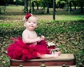 Red Velvet Cranberry Birthday Tutu Set with Matching Beaded Headband Newborn-3t Photography Prop Infant tutu Toddler Tutu