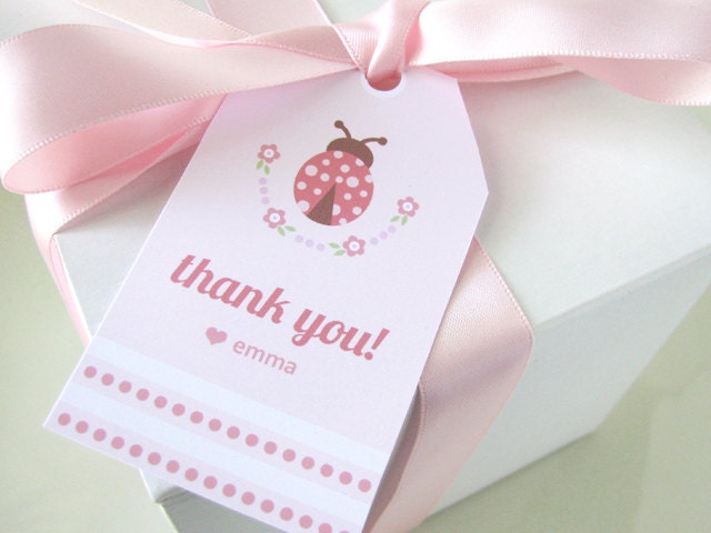 Ladybug printable - Ladybug Birthday - Ladybug Favor Tags - Ladybug decorations - Printable Party - flowers - pink - polka dots Il_570xn