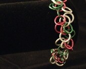 Hanging Bells Bracelet in Red, White, and Green