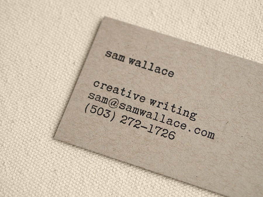 Kraft Typewriter Business Cards - Editor Style - Letterpress Printed Rustic Modern (50)