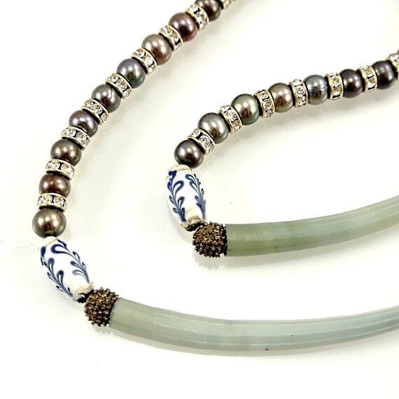 Vintage Shell Necklace Asian Fusion Faux by ChatsworthVintage