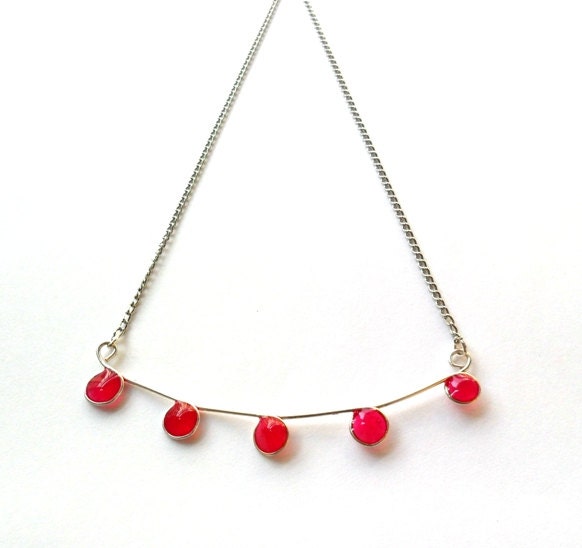 SALE 30% Fuchsia drop necklace, hot pink resin necklace, minimalistic necklace, bubble necklace