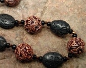 Boxwood and Lava Brown and Black Necklace
