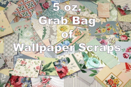 5 oz (80-100 pieces) Grab Bag of Wallpaper Scraps for Collage, Scrapbooking, and Crafts
