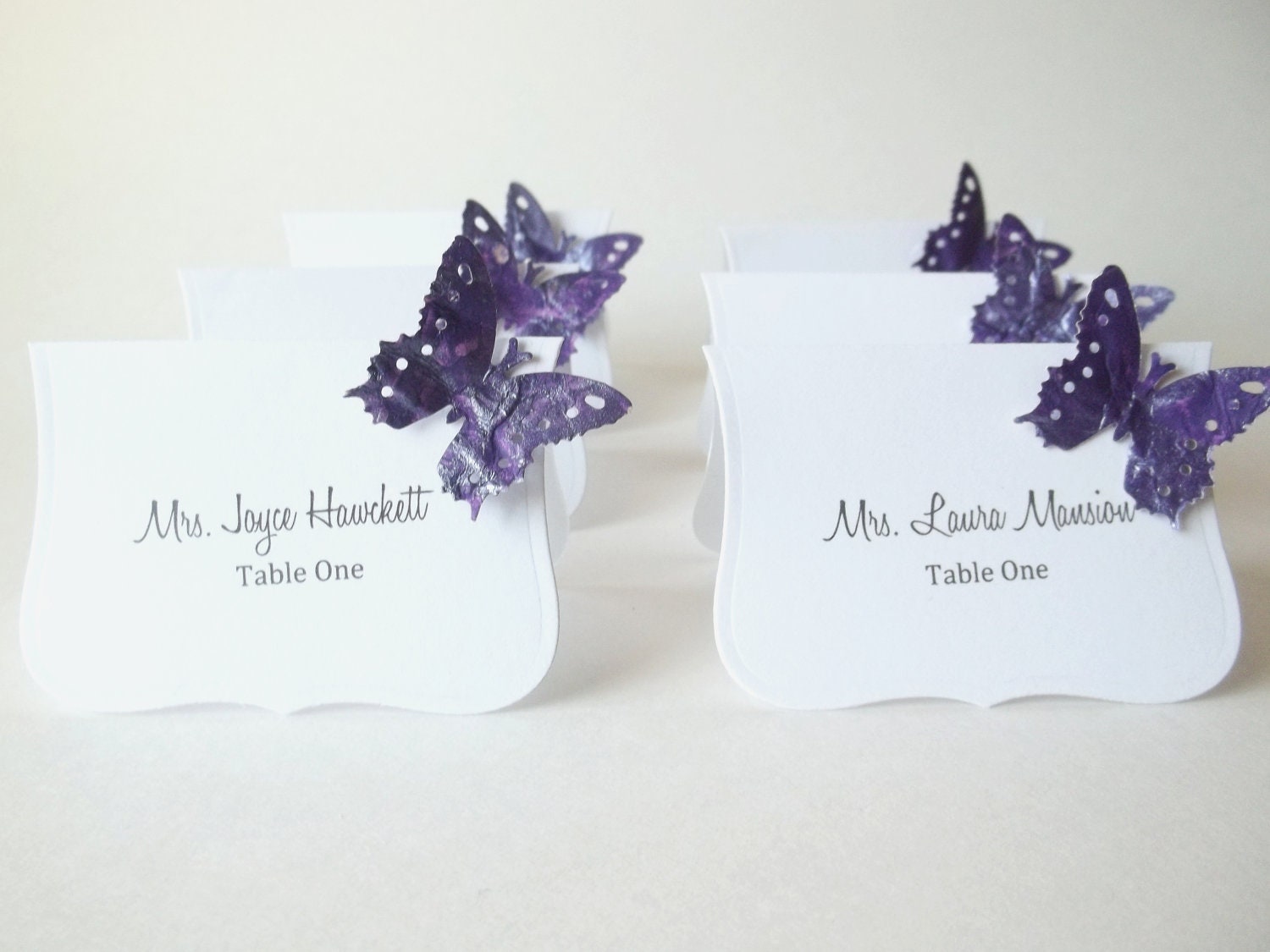 Purple Mixed Media Butterfly Card, Wedding Place Cards,Wedding Escort Cards ,Seat Cards