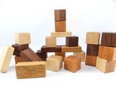 24 Building Blocks - Wood Blocks - Wooden Building Blocks, Set of 24 Domestic Hardwood Building Blocks by Bannor Toys