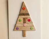 Driftwood Christmas Tree on canvas,Barnwood Christmas Tree,Wooden Tree,Christmas  Holiday Decor, Button Christmas Tree,Children's Wall Art