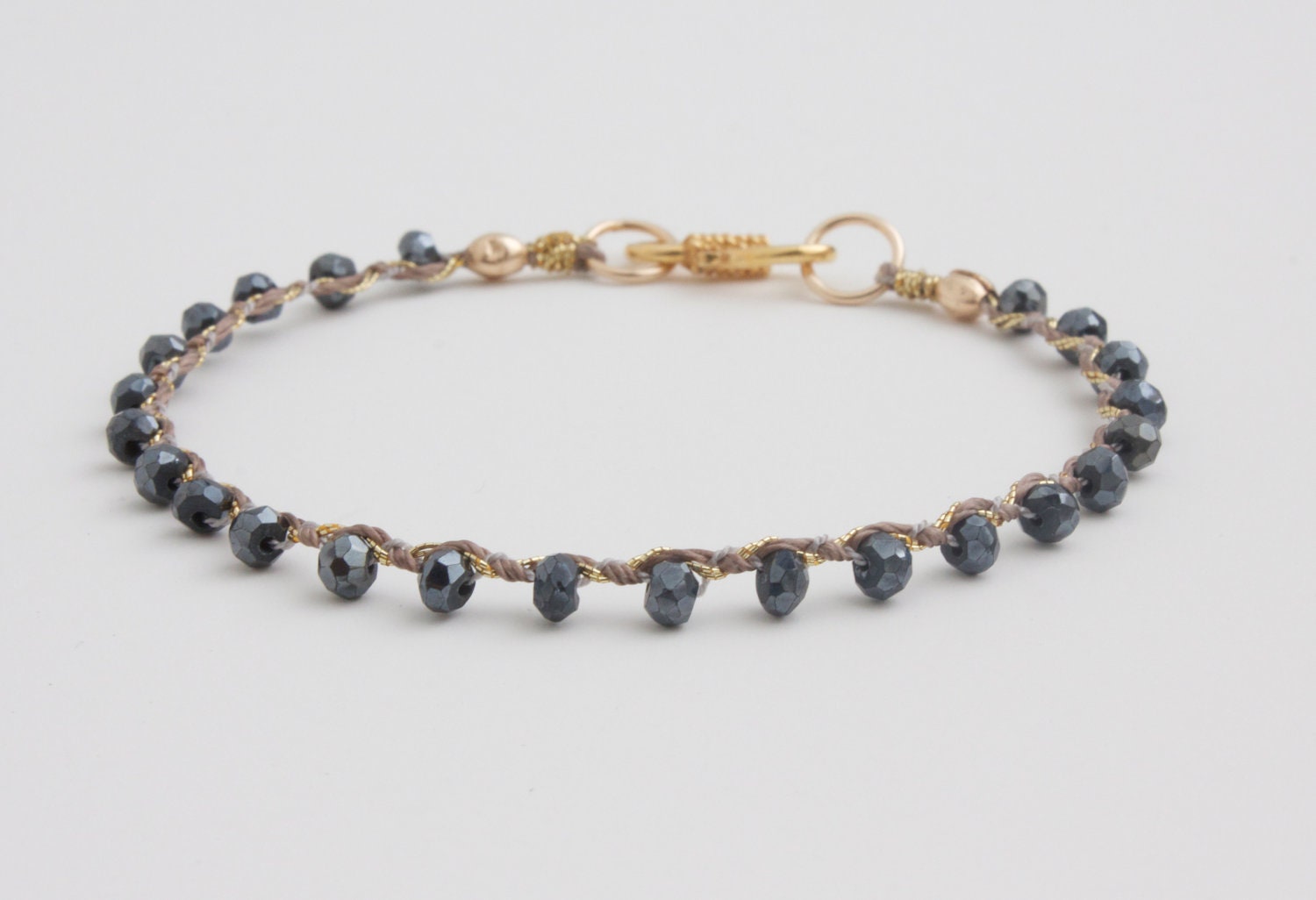 Midnight Blue Spinel Weave Bracelet Casual Everyday Jewelry