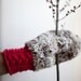 Double Knitted Mittens in grey, fluorescent pink / magenta  and deep blue inside in natural handspun wool