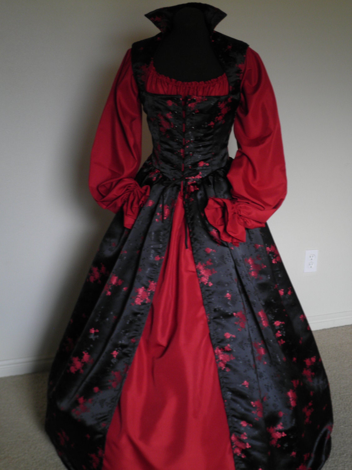 Black and Red Fantasy Renaissance Over Gown Dress Many Sizes Available