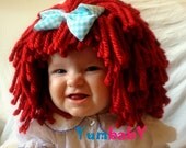 Raggedy ann wig Baby Hat Cap Christmas Shopping Gift Ideas Beanie Fashion Toddler Kids Clothes Raggedy Ann Costume Baby Hats Red Photo Props - YumBaby