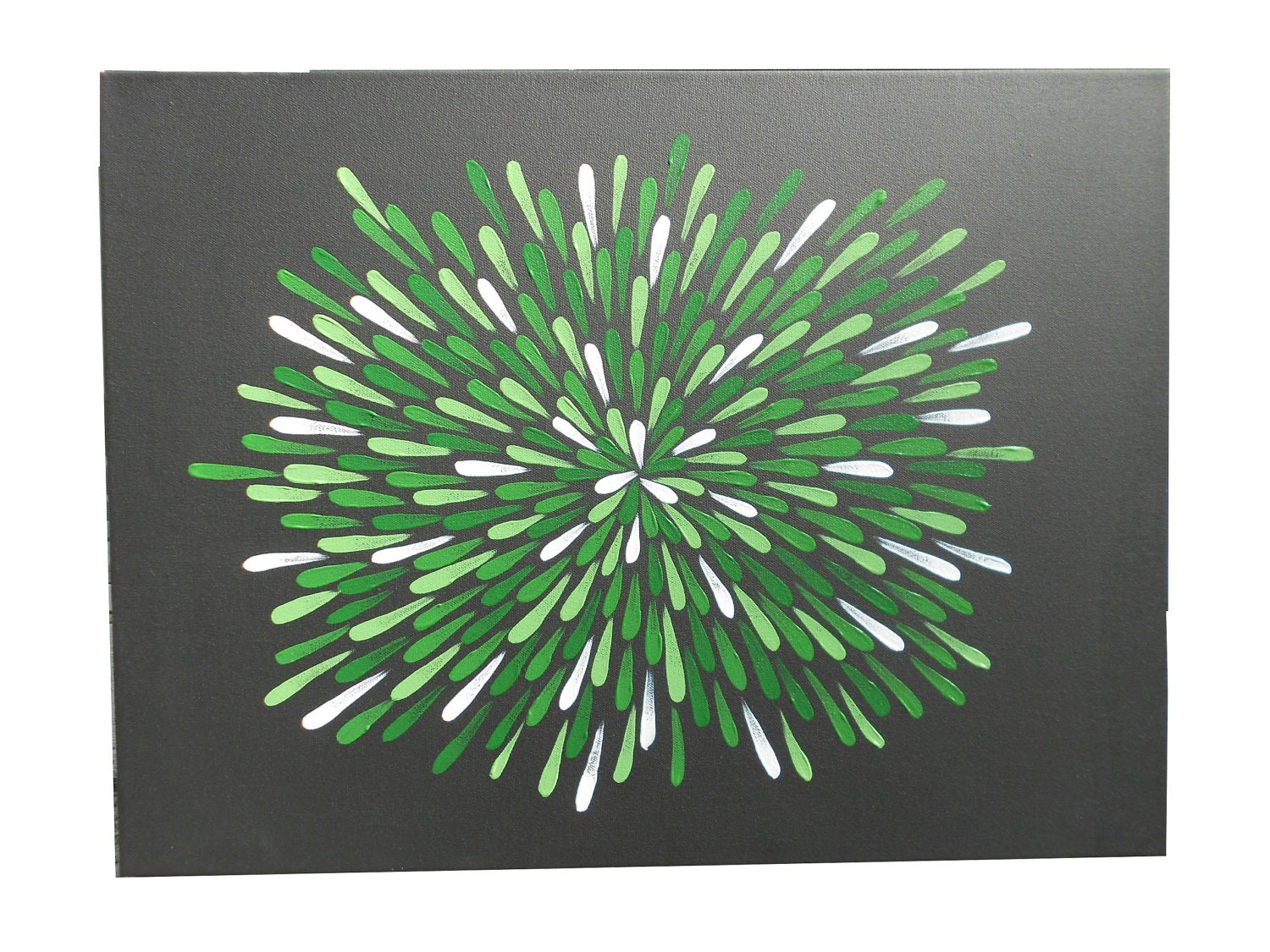 Painting, Green and White, Aboriginal Inspired, Abstract, 18 X 24