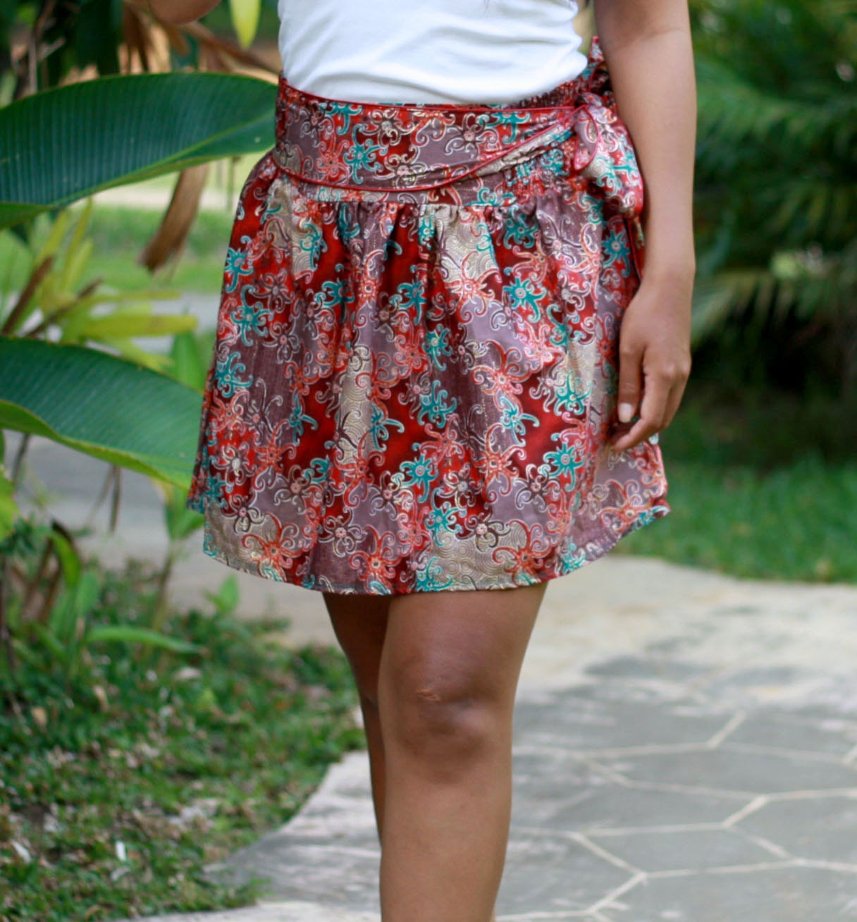 ON SALE Tribal Mini Skirt, Glamour fashion look with sash belt