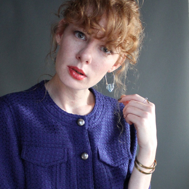 Blue Kyanite Arch Hoops / 14k gold fill or sterling silver hoop earrings / blue kyanite gemstone fringe / unique modern jewelry