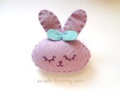 Lilac Bunny Rabbit pin or  Brooch