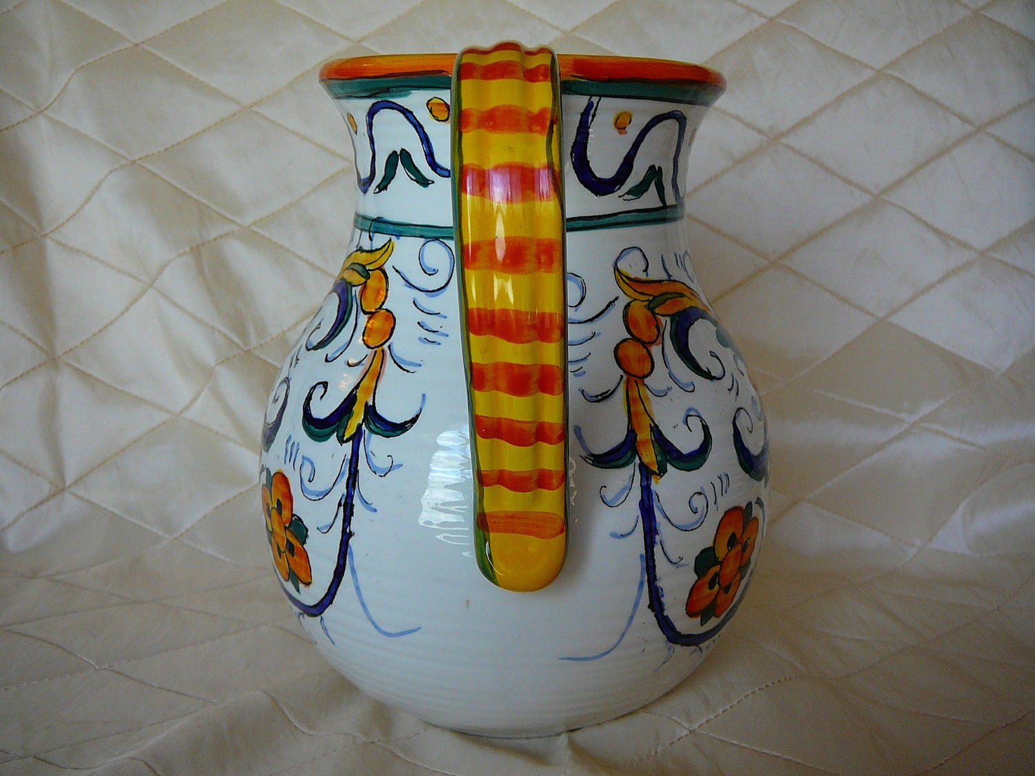 ON SALE 30% OFF Colorful Hand Painted Ceramic Pitcher by Italian