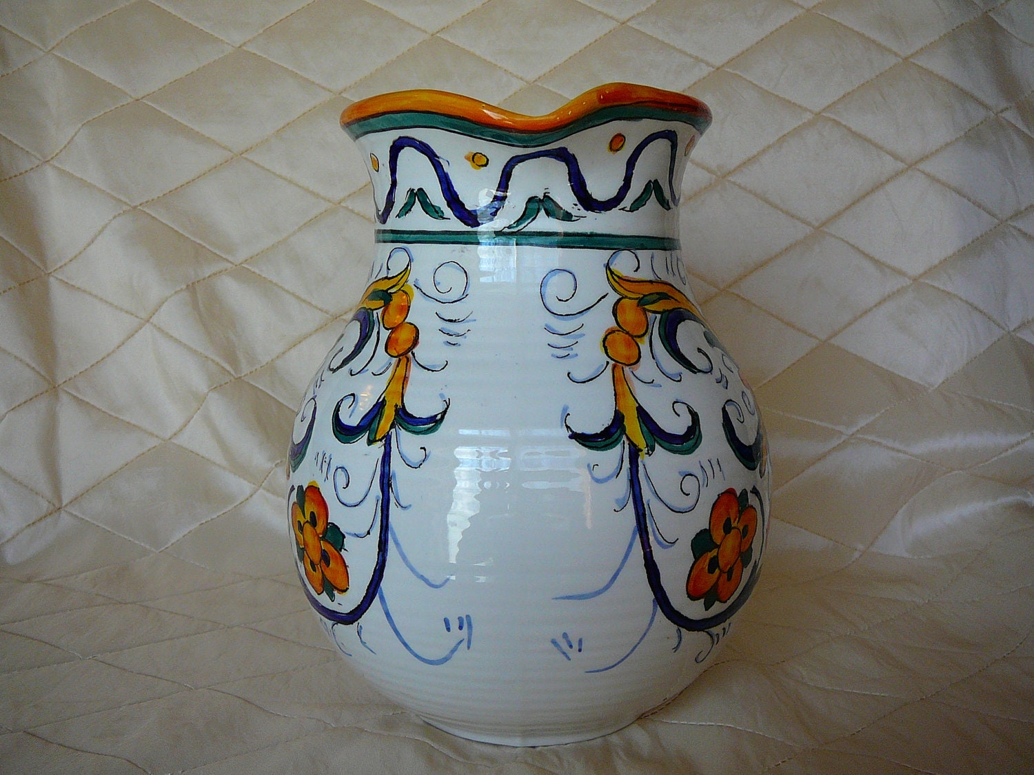 ON SALE 30% OFF Colorful Hand Painted Ceramic Pitcher by Italian
