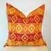 Red and Orange Diamond Pattern Ikat Decorative Pillow Cover 20 x 20