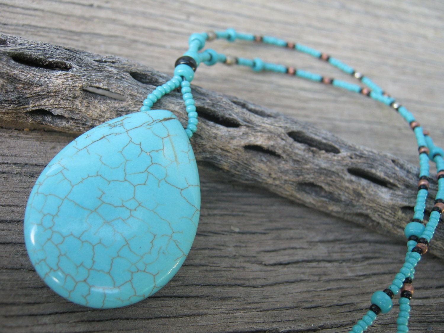 Turquoise Magnesite Teardrop Necklace