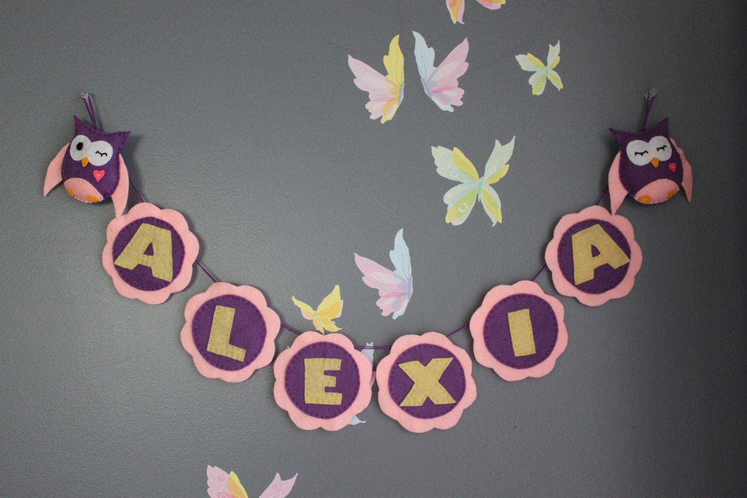 Felt Personalized Name Banner - 6 letters baby name banner - Christmas gift - newborn gift