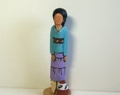 Navajo Native American faceless Ooak miniature wooden doll turquoise gift