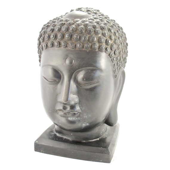 Items similar to Large Buddhist Statue  Bronze Buddha Head Bust, 12 