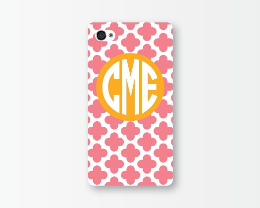 iPhone 5 or 4/4s Case - Custom Pink Tile, Monogrammed
