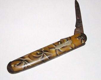 Antique Pocket Knife.......Celluloid....Rusted Vintage Knife