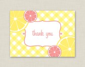 Pink Lemonade Gingham Thank You Cards