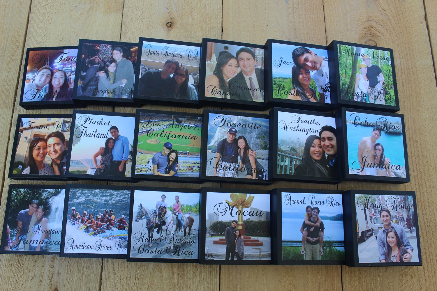 WEDDING TABLE DECORATIONS, Place Cards, Centerpieces, Reception Decorations, Wedding Photo Blocks- Set of 12