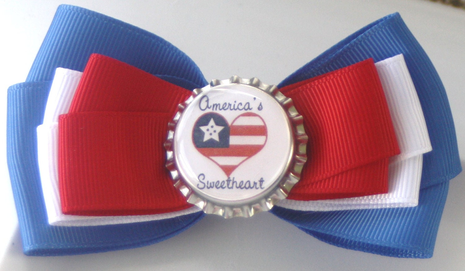 America's Sweetheart Patriotic Red, White and Blue Hair Bow