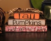 Fall Pumpkins Hot Apple Cider Wooden Blocks Fall Thanksgiving Home Decor