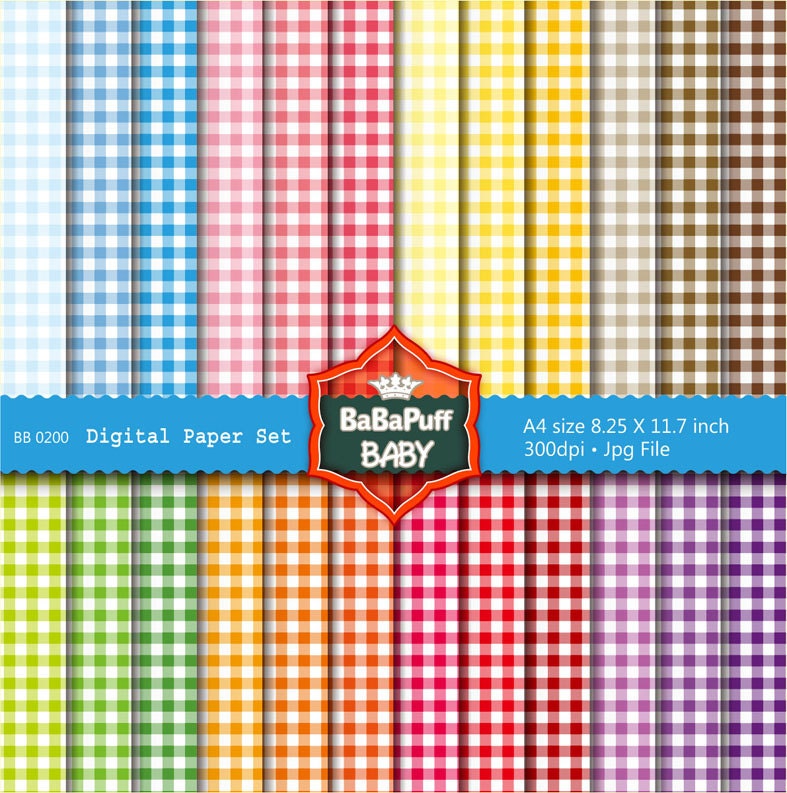 Buy 2 Get 2 Free ---- Gingham Digital Papers ---- Personal and Small Commercial Use ---- BB 0200