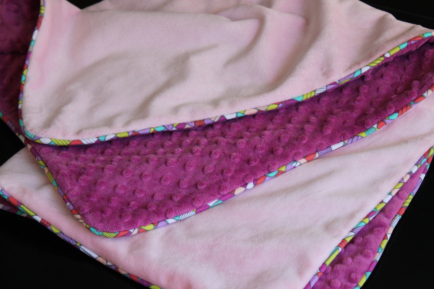 Stain Glass Baby Girl Cuddle Blanket: READY FOR SHIPMENT