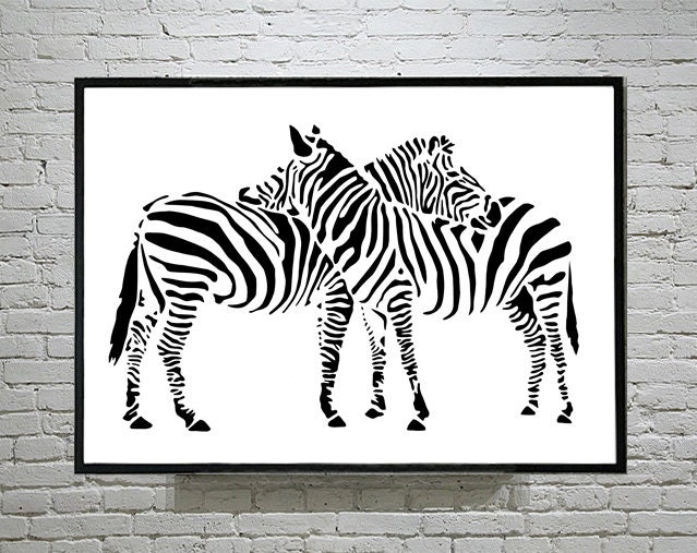 In love Zebras Handmade Original Papercut First Anniversary Paper Gift: Hand-Cut Paper Art Silhouette (UNFRAMED)