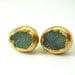 Sage green druzy stud earrings, 18k gold dipped