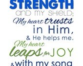 PSALM 28 - Digital File to Print - Christian Nursery Subway Art - Baby Boy Room Decor - New Baby Shower Gift BLUE GREEN