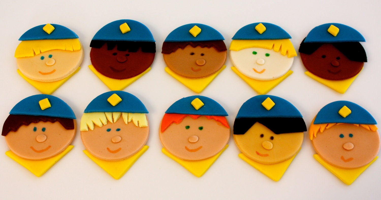 BOY SCOUTS -  Fondant Cupcake, and Cookie Toppers - 1 Dozen