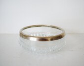 Vintage Cut Glass Candy Dish with Silver Rim