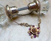 Vintage  30-40's Purple Amethyst Rose Necklace, Van Dell