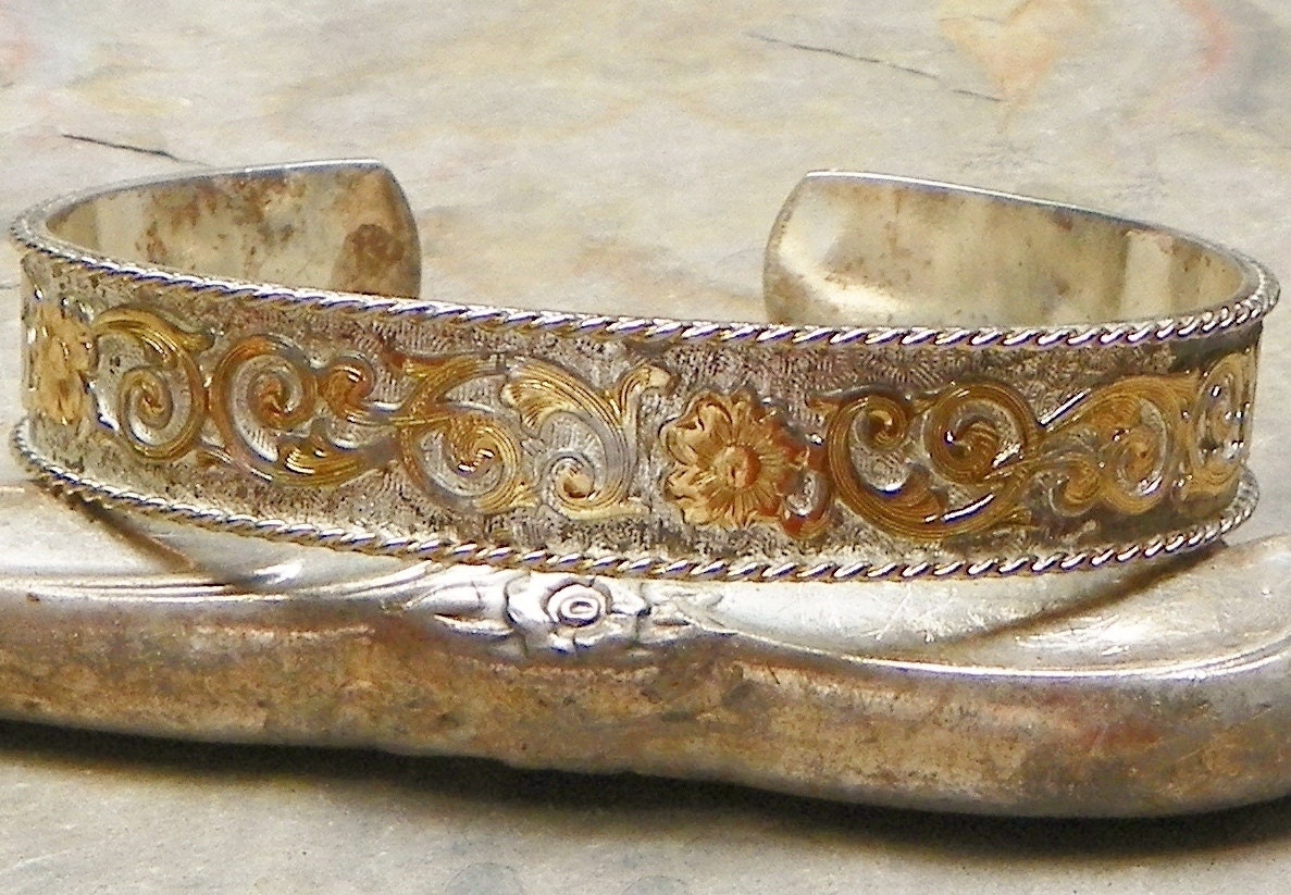 Sale Pending Fall Winter Montana Silversmith Repousse Scrolled Floral Bracelet Cuff