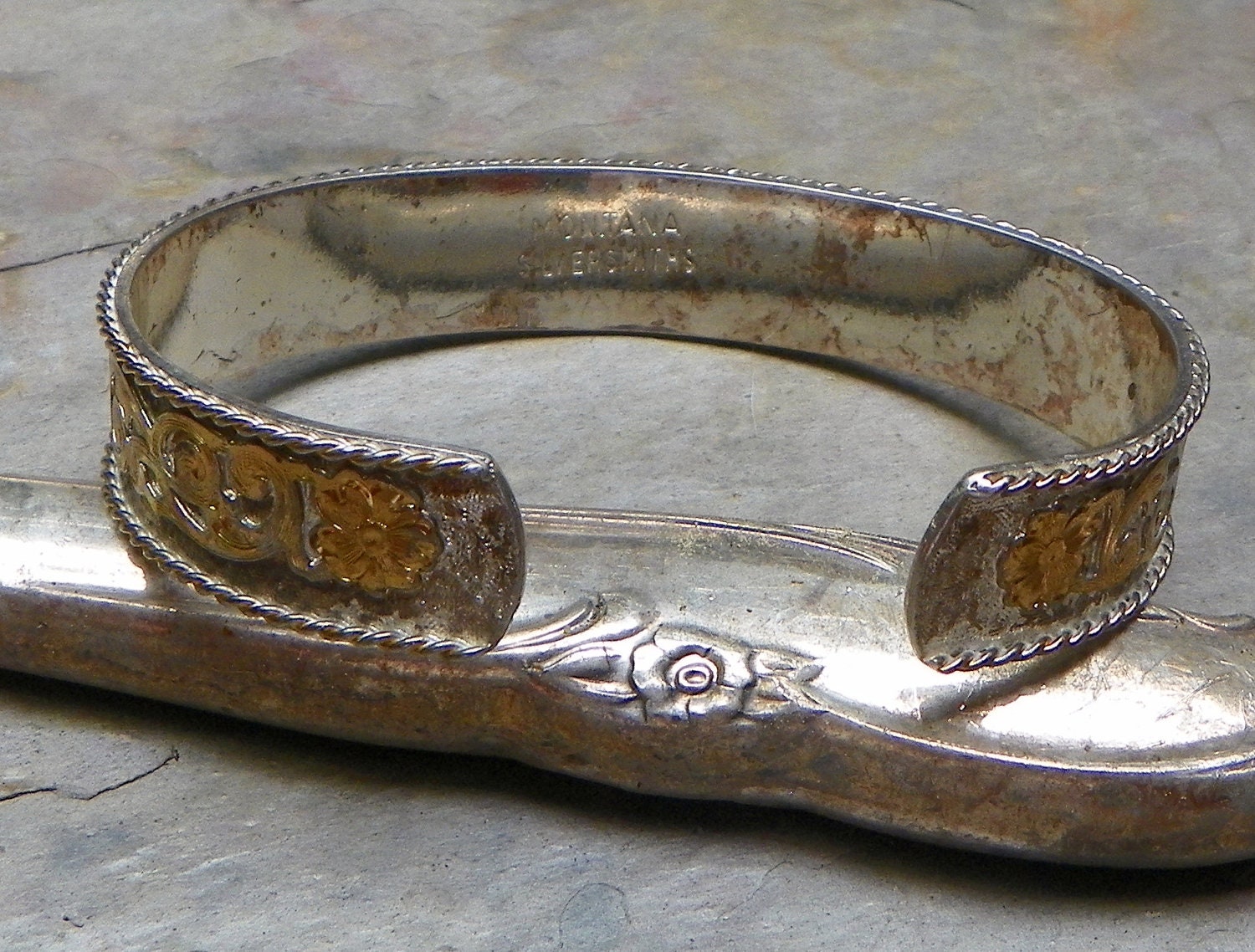 Sale Pending Fall Winter Montana Silversmith Repousse Scrolled Floral Bracelet Cuff