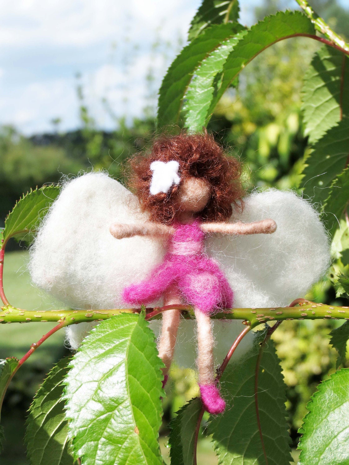Rosetta Fairy needle felted cake topper miniature doll Waldorf style Needle Felted. bedroom decor or cake topper.