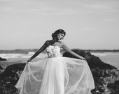 Stunning strapless prom dress, appliqued flower detail and soft tulle skirt