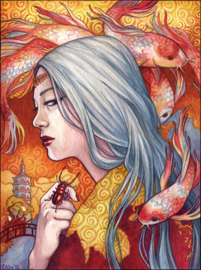 Chinese Folklore Ghost Illustration 11x14