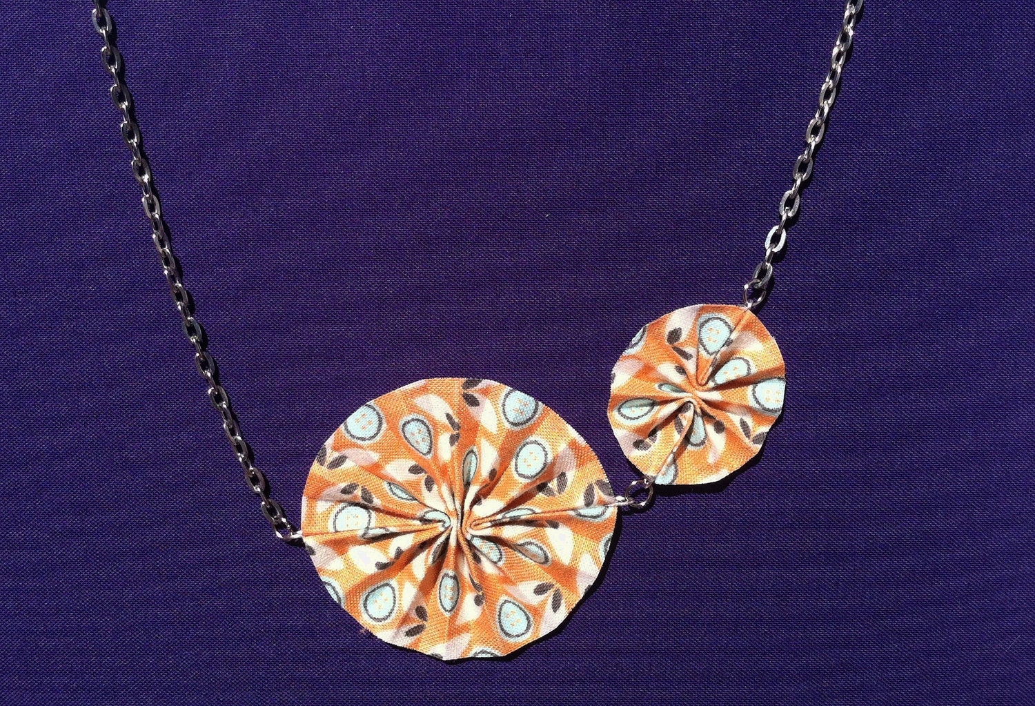 Janis Necklace - "Crush" - folded fabric origami statement necklace