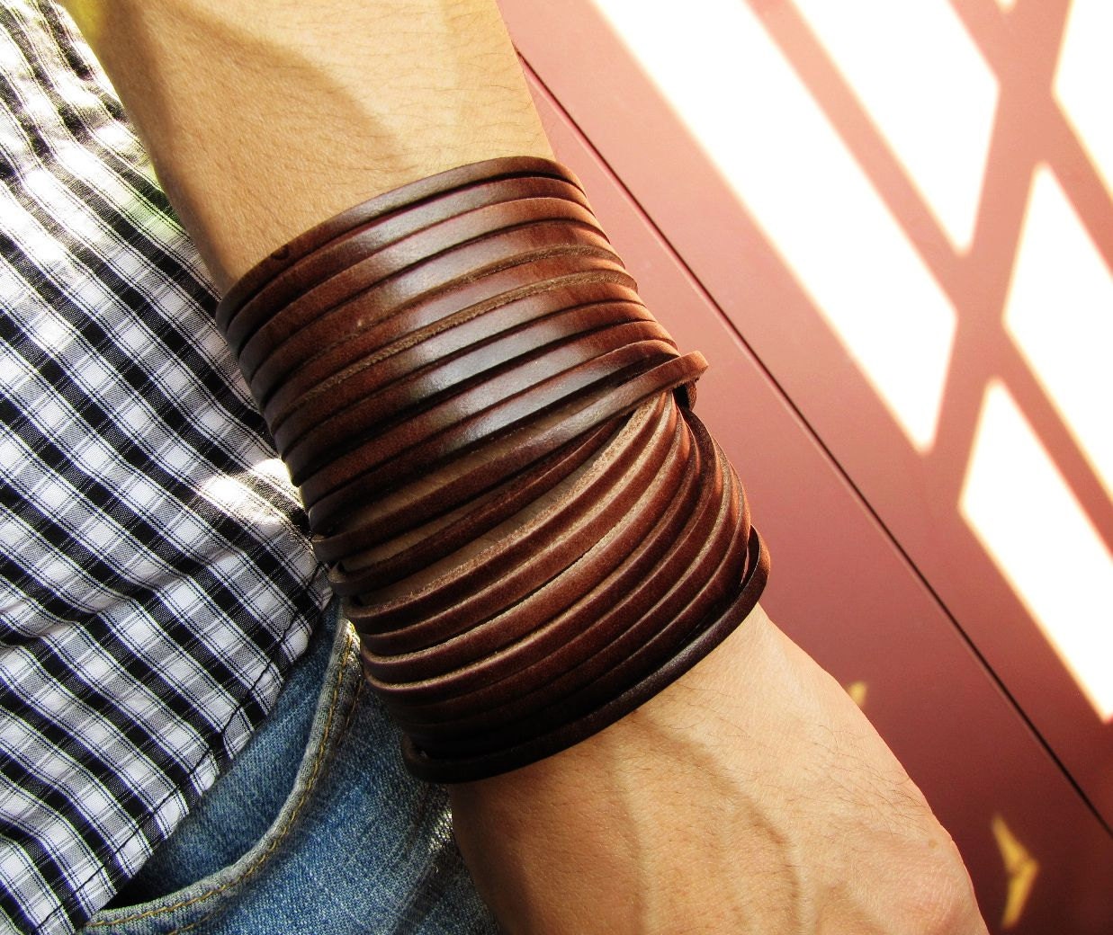 Jewelry Bangle Brown Leather Bracelet Women Leather Cuff Bracelet Men Leather Bracelet Cuff  1368A